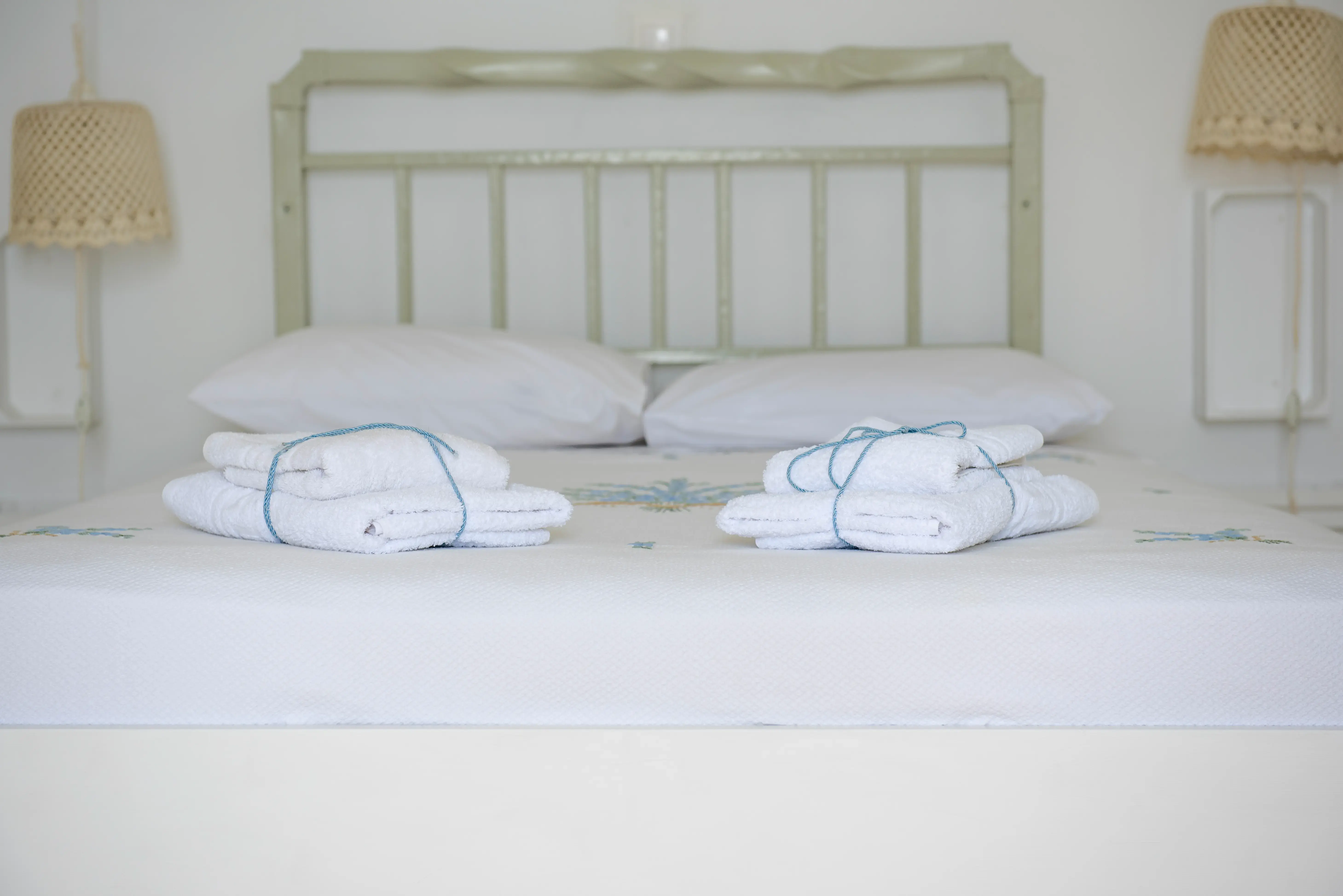The Studio double bed with fresh towels